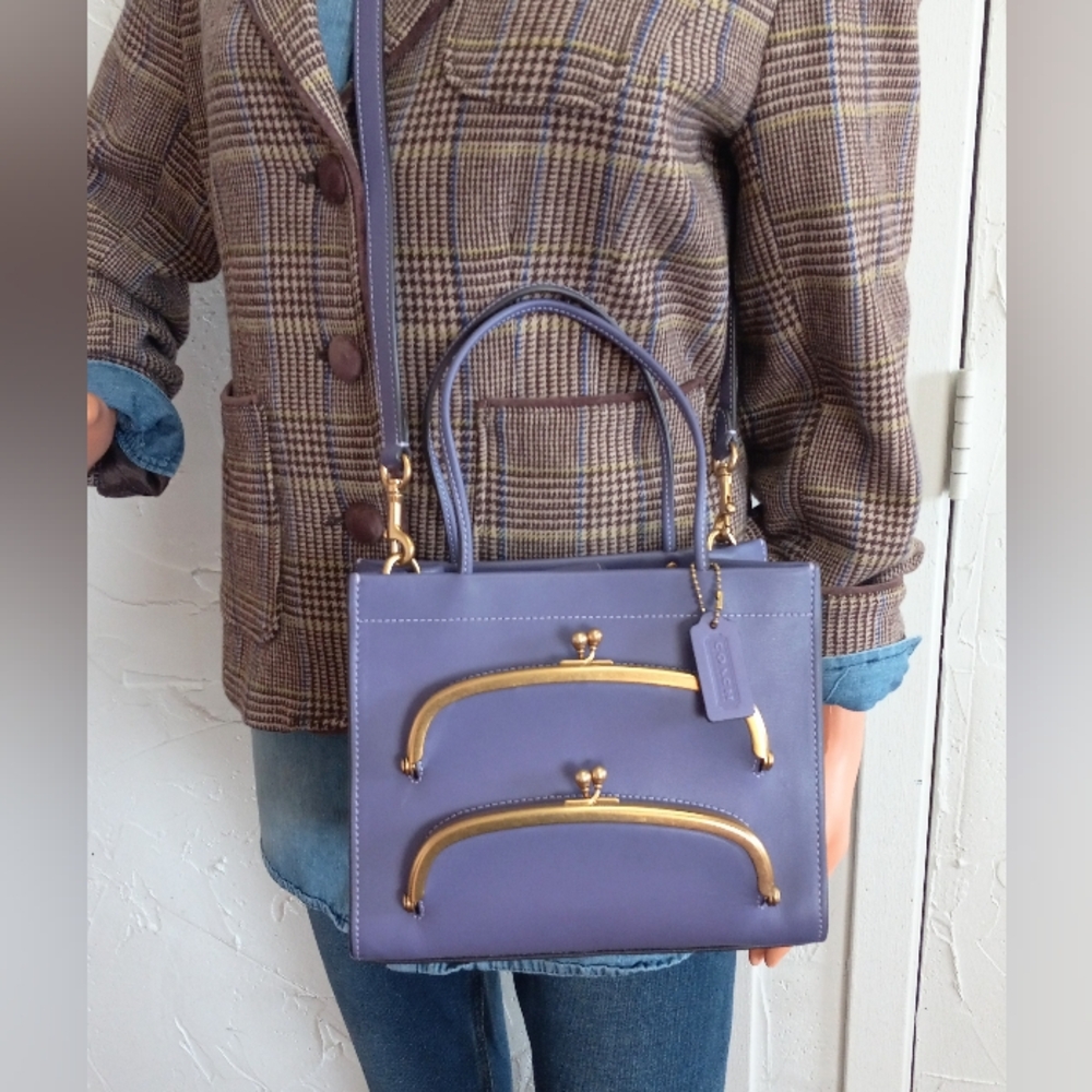 Coach Cashin Carry Tote 22, Double Kisslock, Purple - Picture 6 of 15